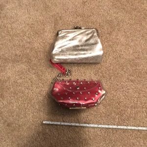 Pink and silver coin purse set of 2